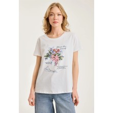 Home Store Çiçek Buketi Nakışlı Tshirt