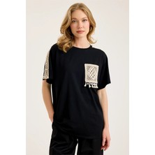 Home Store Örgü Omuz Cepli Tshirt