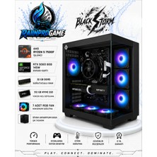 Rainpro Blackstorm Ryzen 5 7500F 32 GB Ddr5 512 GB Nvme SSD RTX5060 8gb 145W Windows 11 Pro 7 Rgb Fanlı Siyah Akvaryum Kasa Oyuncu Bilgisayarı WHITESTORMRNP05