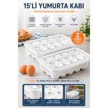 TBY Shop 2 Adet 15’li Yumurta Saklama Kabı Kapaklı, Havalandırmalı, Buzdolabı Düzenleyici, Buzdolabı Organizeri Üst Üste Istiflenebilir