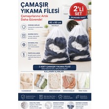 TBY Shop 2 Adet Lüx 40X60 Perde ve Çamaşır Yıkama Filesi - Hassas Çamaşırlar Için Yıkanabilir Koruma Filesi