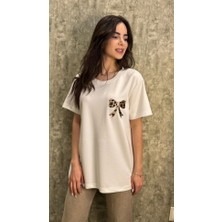 Leilaa Leopar Fiyonk Detaylı Modal Kumaş T-Shirt
