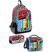 Coral High Kids Kırmızı Araba Desenli 3’lü Okul Çanta Seti SET0133257