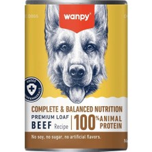 Wanpy Tahılsız Gerçek Etli Biftekli Yetişkin Köpek Konservesi 375GR