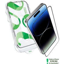 Evax [e-Pro] iPhone 14 Pro Max Uyumlu Kolay Kurulum Aparatlı 5d Platinum Tam Kaplayan Cam Ekran Koruyucu