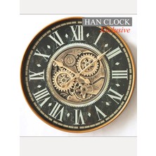 Han Clock Moderna Hareketli Çarklı Metal Duvar Saati 55 cm