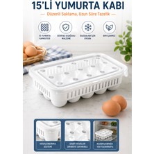 TBY Shop 15’li Yumurta Saklama Kabı Kapaklı, Havalandırmalı, Buzdolabı Düzenleyici, Buzdolabı Organizeri Üst Üste Istiflenebilir