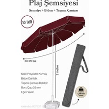 Düvenci Toptan Bordo Plaj Şemsiyesi 200 cm Çap / 10 Telli + Bidon + Taşıma Çantası Dahil