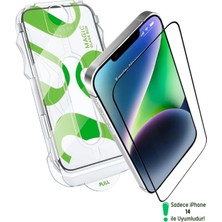 Evax [e-Pro] iPhone 14 Uyumlu Kolay Kurulum Aparatlı 5d Platinum Tam Kaplayan Cam Ekran Koruyucu