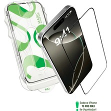 Evax [e-Pro] iPhone 15 Pro Max Uyumlu Kolay Kurulum Aparatlı 5d Platinum Tam Kaplayan Cam Ekran Koruyucu