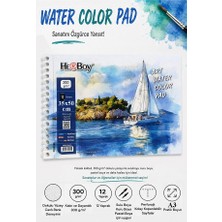 ArtMaster Telli Suluboya Eskiz Defteri 35X50 cm 1 Adet Herboy 300 gr Sulu Boya Eskiz Defteri Karakalem Çizim 12 Sayfa Dokulu Kağıt