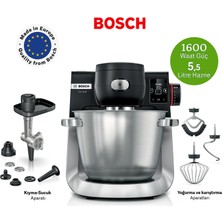 Bosch Kıyma Yapma & Hamur Yoğurrma 1600W 5,5litre Paslanmaz Çelik Hazne Dijital Ekran Premium Serie 6 Terazili Mikser & Mutfak Şefi