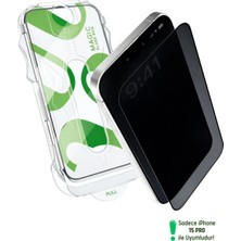 Evax [e-Pro Hayalet] iPhone 15 Pro Uyumlu Hayalet Özellikli Kolay Kurulum Aparatlı 5d Cam Ekran Koruyucu
