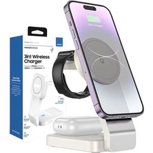 Light Nova 3in1 Magsafe Uyumlu 15W Kablosuz Şarj Standı iphone ve Apple Watch Uyumlu Şarj Istasyonu