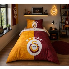 Taç Lisanslı %100 Pamuk Çarşafı Lastikli Tek Kişilik Nevresim Takımı Galatasaray 5. Yıldız