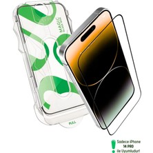 Evax [e-Pro] iPhone 14 Pro Uyumlu Kolay Kurulum Aparatlı 5d Platinum Tam Kaplayan Cam Ekran Koruyucu