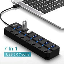 Light Nova USB 3.0 High Speed 7 Port USB Çoklayıcı Anahtarlı ve Işıklı 5gbps Hub