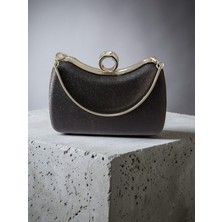 Dilorans Dilora Işıltılı Kumaş Abiye Çanta Clutch Portföy Ring Kilitli Düğün Nişan Gece Davet Çantası