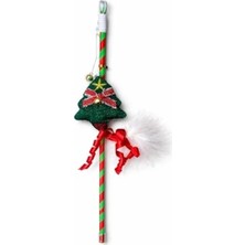 Esplendor Renkli Kumaş ve Peluş Detaylı Noel Temalı Kedi Oyun Oltası