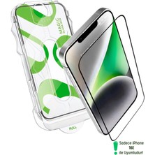 Evax [e-Pro] iPhone 16E Uyumlu Kolay Kurulum Aparatlı 5d Platinum Tam Kaplayan Cam Ekran Koruyucu