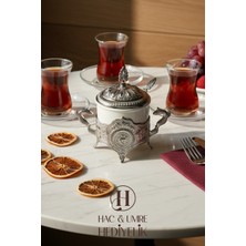 Kapaklı ve Kaşıklı Porselen Şekerlik | Lüks Kapaklı Kaşıklı Metal Şekerlik | Dekoratif Şekerlik Lokumluk Ikramlık Seti