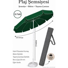 Düvenci Toptan Yeşil Plaj Şemsiyesi 200 cm Çap / 10 Telli + Bidon + Taşıma Çantası Dahil
