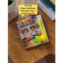 Nostaljik Lezzetler Karne Hediyesi 10 Set Pipo Şeklinde Üflemeli Top ve Tebrik Kartı