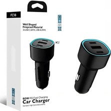 Light Nova 60W Pd Süper Hızlı Şarj Araç Içi Çakmaklık Şarj Aleti 2x Type-C 60W Pd 1x Usb3.0 18W
