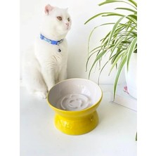 Esplendor Sarı Renkli Seramik Yavaş Yeme Mama Kabı, Kedi ve Köpek Için