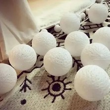 Renas Store 2m 10'lu Işıklı Beyaz Top Dekoratif Süs