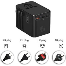 Light Nova Evrensel Seyahat Şarj Adaptörü Fiş Priz Dönüştürücü Priz 45W /2xusb/3xtype-C/1xac