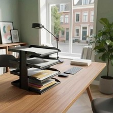 Esplendor Steelline 4 Katlı Metal Dosya Rafı - Masa Üstü Ultra Sağlam Ofis Organizer (29.5X30.5X25CM) (Siyah)
