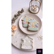WLS Studio Atlıkarınca Kurabiye Kalıbı - 1 Yaş Doğum Günü Diş Buğdayı Baby Shower Bebek Şeker Hamuru Kesici