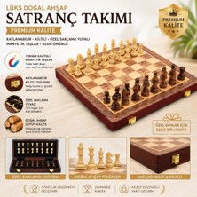 Elifeshop Lüks Doğal Ahşap Manyetik Satranç Takımı 29X29 cm Katlanabilir Özel Yuvalı Premium Satranç Seti