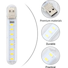 Light Nova USB 8 LED Beyaz Lamba Gece Lambası Laptop - Powerbank Uyumlu LED Kamp Işığı
