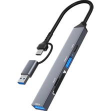 Light Nova Type-C/usb Multi Girişli Kart Okuyucu Çevirici Sd/tf - 1xusb 3.0 - 1xusb 2.0 - 5gbps Veri Aktarımı