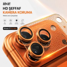 Powerfox iPhone 17 Pro Max Uyumlu Kamera Koruyucu Ar ve Af Özellikli Metal Çerçeveli 9h Lens Koruma Camı Hd Şeffaf