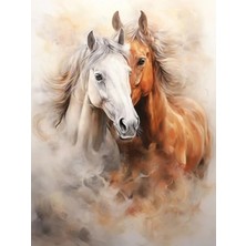 Esplendor Asil Atlar Temalı Renkli Baskılı Boyama Hobi Seti - 50X65 cm