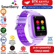 Z40 Görüntülü Görüşme Yüz Tanıma Gps Wıfı Konum Akıllı Çocuk Takip Saati Sim Kartlı - Pembe Mor