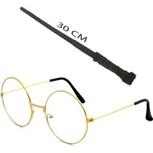Shoppingfestr Harry Potter Asası 30 cm ve Metal Harry Potter Gözlüğü