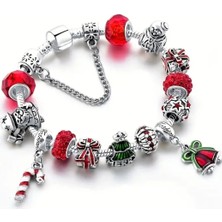 Takantakana Pandora Tarz Gümüş Charm Bileklik Yılbaşı Noel Merry Christmas Şans Aşk