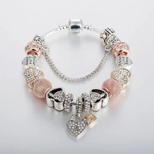 Takantakana Pandora Tarz Gümüş Charm Bileklik Charmlı Bileklik Tarz Goldkristal Yeni Yıl Yılbaşı Hediye
