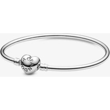 Takantakana Pandora Tarz Gümüş Charm Bileklik Charm Uyumlu Kalp Klips Bangle Bileklik Tüm BOYUTLAR17-19-21CM