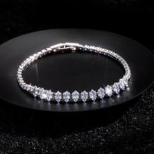 Takantakana Pandora Tarz Gümüş Charm Bileklik Crystal Baget Zirkon Suyolu Bileklik