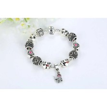 Takantakana Pandora Tarz Gümüş Charm Bileklik Tarzı Love Charmlı Gümüş Charm Bileklik Liler Gününe Özel