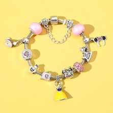 Takantakana Pandora Tarz Gümüş Charm Bileklik Disney Princess Minnie Aşk