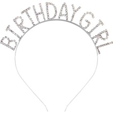 Party Express Taşlı Taç Birthday Girl - Gümüş