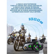 Renas Store D2-6x 1000M Mesafeli 6 Kanallı Intercom Bluetooth Motosiklet Kask Kulaklığı Intercom Kulaklık