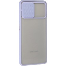 Renas Store Galaxy A22 Kılıf Palm Buzlu Kamera Sürgülü Silikon - Lila