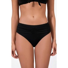 Endeep Kadın Ön Büzgü Detaylı Siyah Bikini Altı